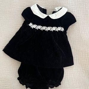 Janie and Jack infant girls black velvet dress 12-18M